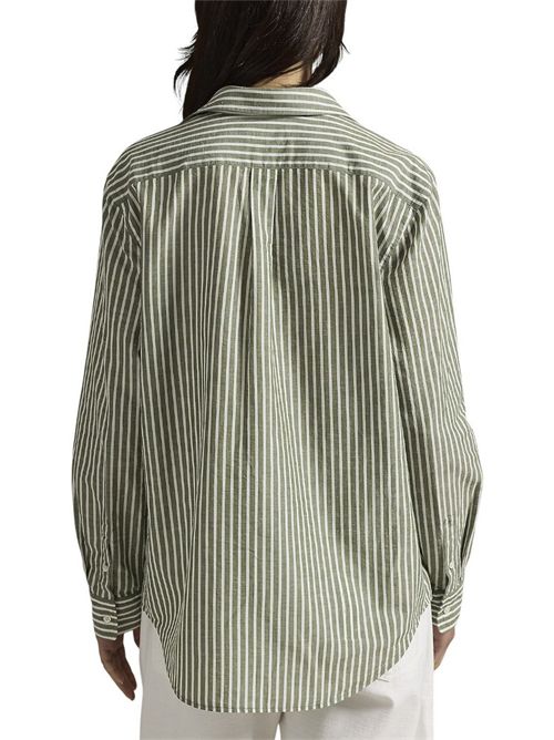 camicia donna in lino e cotone over a righe militare e bianco Ralph Lauren | 211971514500